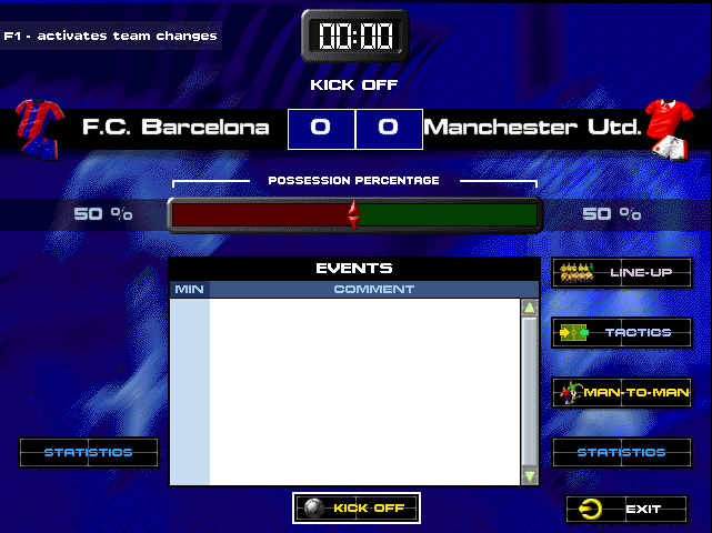 The BRIEF match read-out at kick off, Barcelona versus Manchester United